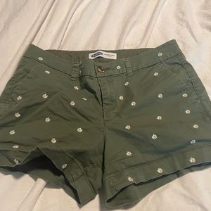 Green floral print shorts